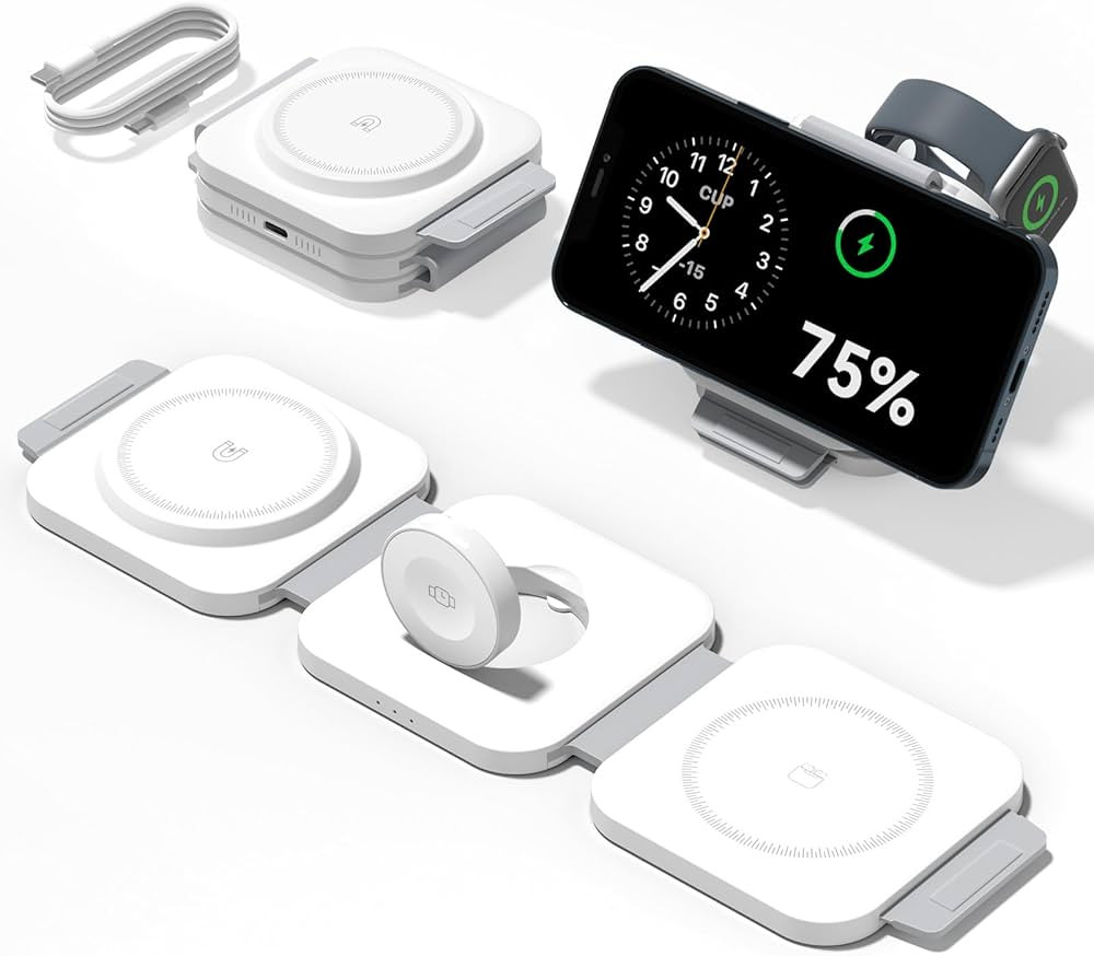 3 in 1 Charging Station for Apple Multiple Devices, Foldable Magnetic Fast Wireless Charger Dock,... | Amazon (US)