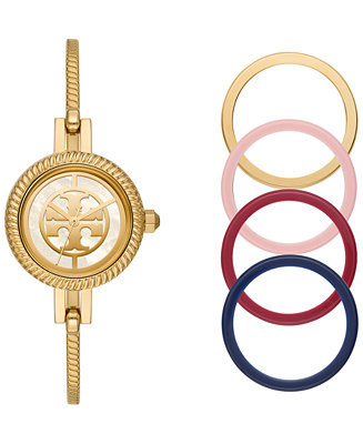 Tory Burch Women's Reva Gold-Tone Stainless Steel Bangle Bracelet Watch 27mm Gift Set - Macy's | Macy's