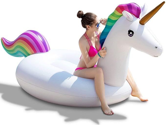 Jasonwell Giant Inflatable Unicorn Pool Float Floatie Ride On with Fast Valves Large Rideable Blo... | Amazon (US)