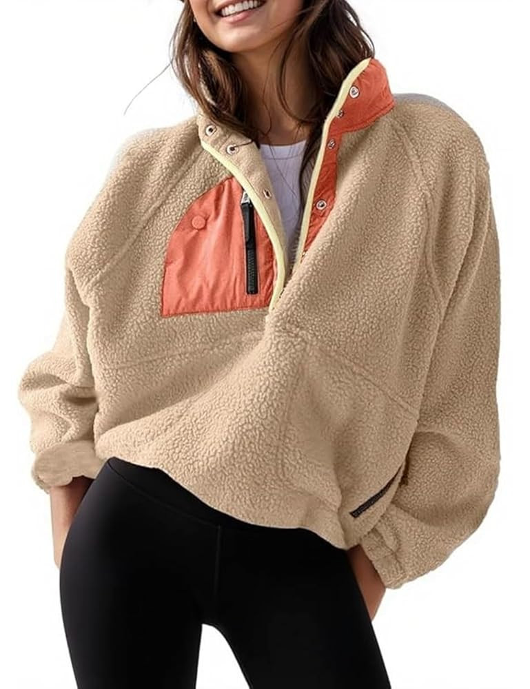 AMEBELLE Women’s Lightweight Fleece Pullover Jacket Cropped Fall Winter Fuzzy Sherpa Jacket Swe... | Amazon (US)