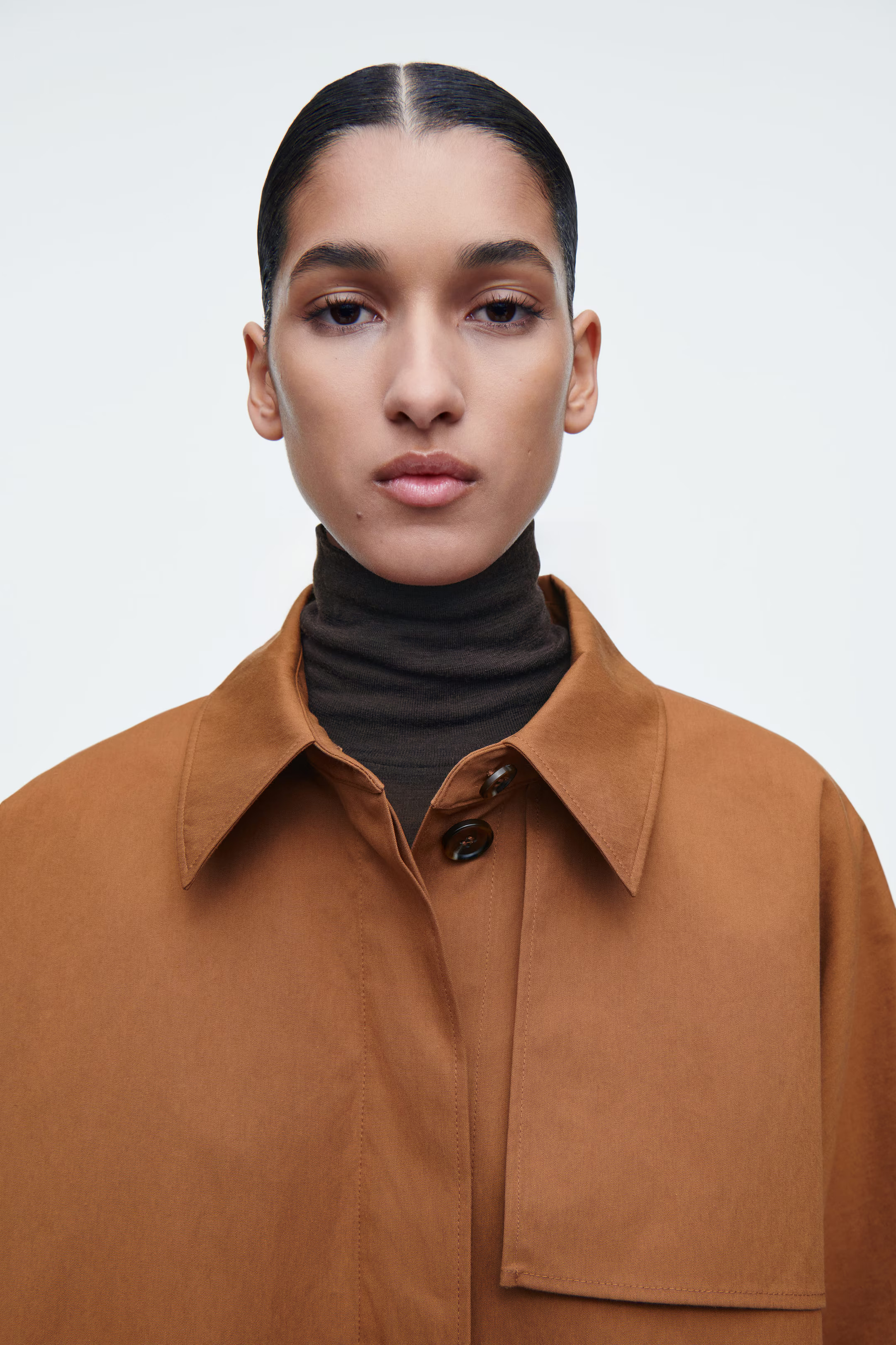 OVERSIZED CROPPED TRENCH COAT CAPE - RUST | COS UK