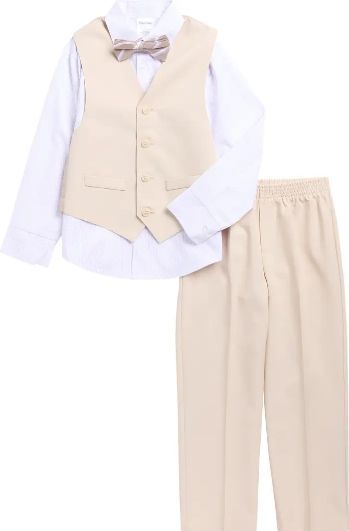 Calvin Klein Kids' Dotted Plaid Vest, Pants, Dress Shirt & Bow Tie Set | Nordstromrack | Nordstrom Rack