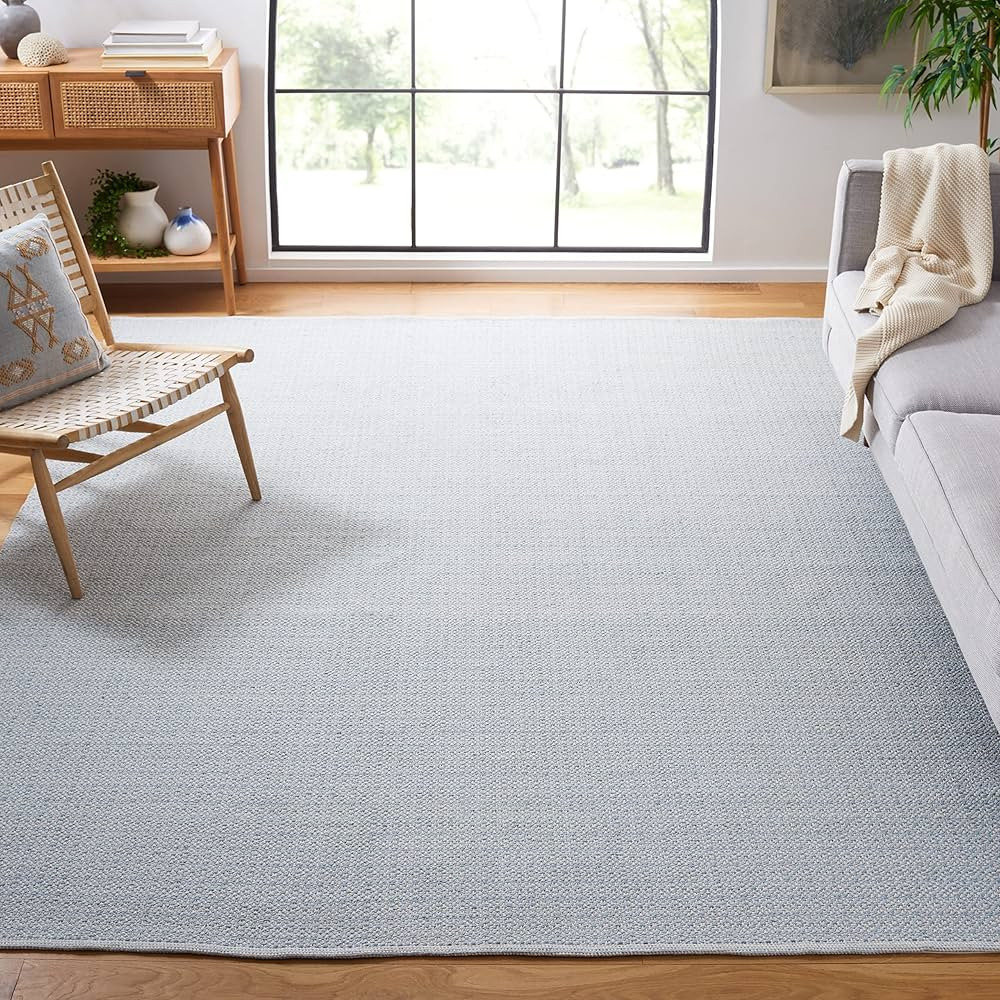 SAFAVIEH Montauk Collection Area Rug - 8' x 10', Ivory & Light Blue, Handmade Cotton, Ideal for H... | Amazon (US)