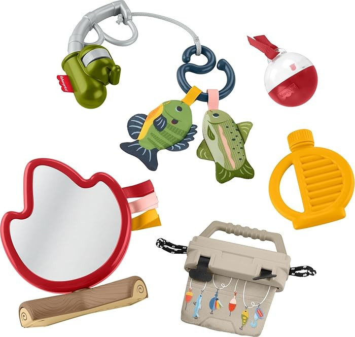 Fisher-Price Baby Toys Mini Me Moments Camp & Crinkle Set, 7-Piece Fishing & Hiking Sensory Activ... | Amazon (US)