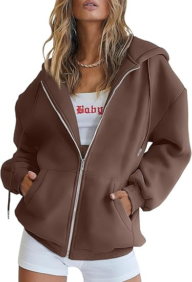Trendy Queen Womens Zip Up Hoodies Oversized Sweatshirts Fall School Fashion Outfits Casual Jacke... | Amazon (US)