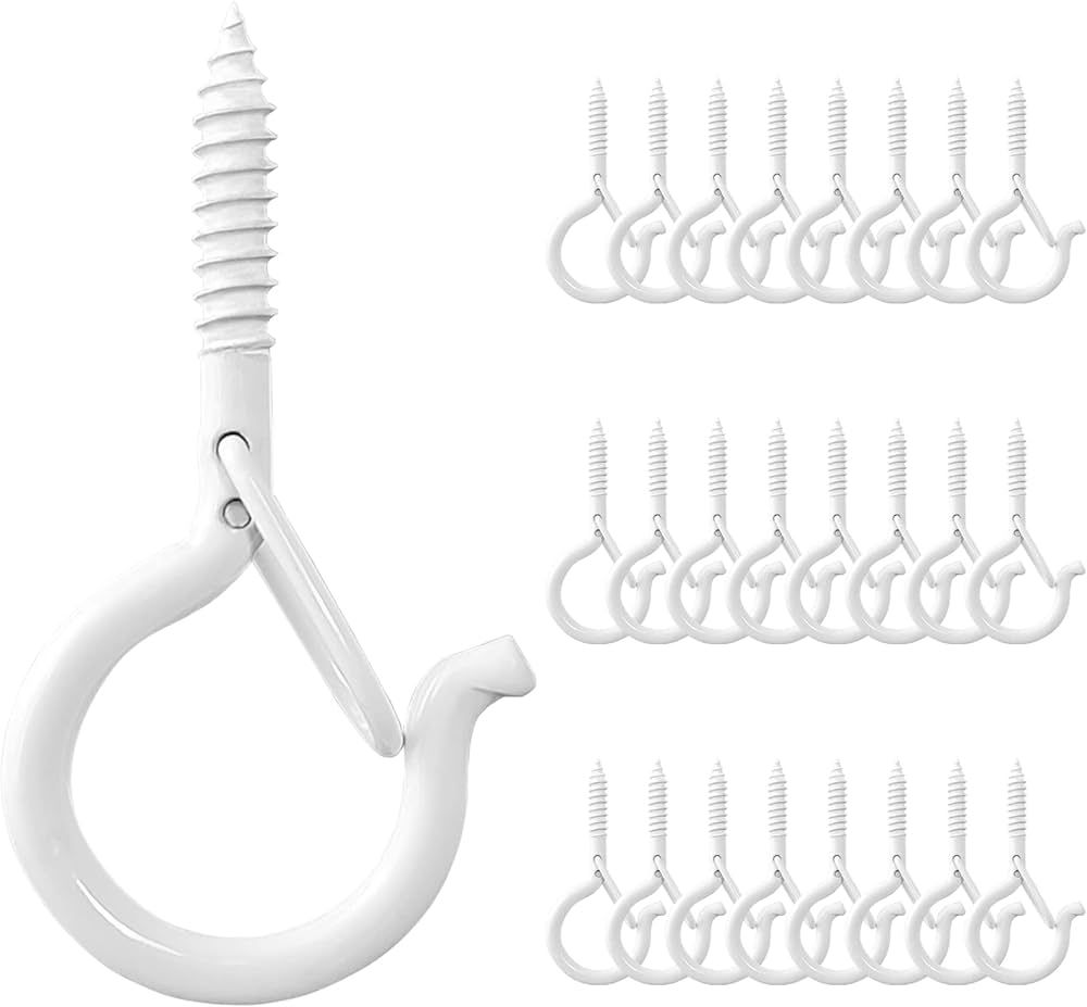 BEHENO 24 PCS Screw Hooks for Outdoor String Lights, Q Hanger Ceiling Hooks for Hanging Plants Ch... | Amazon (US)