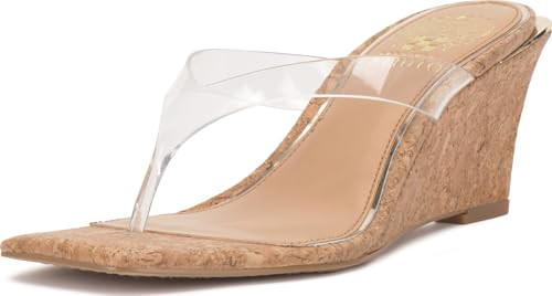 Vince Camuto Women's Cianna Thong Wedge Sandals, Clear, 8 Medium | Amazon (US)