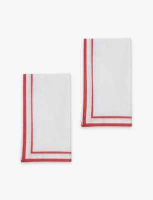 Striped-trim cotton and linen-blend napkins set of two | Selfridges