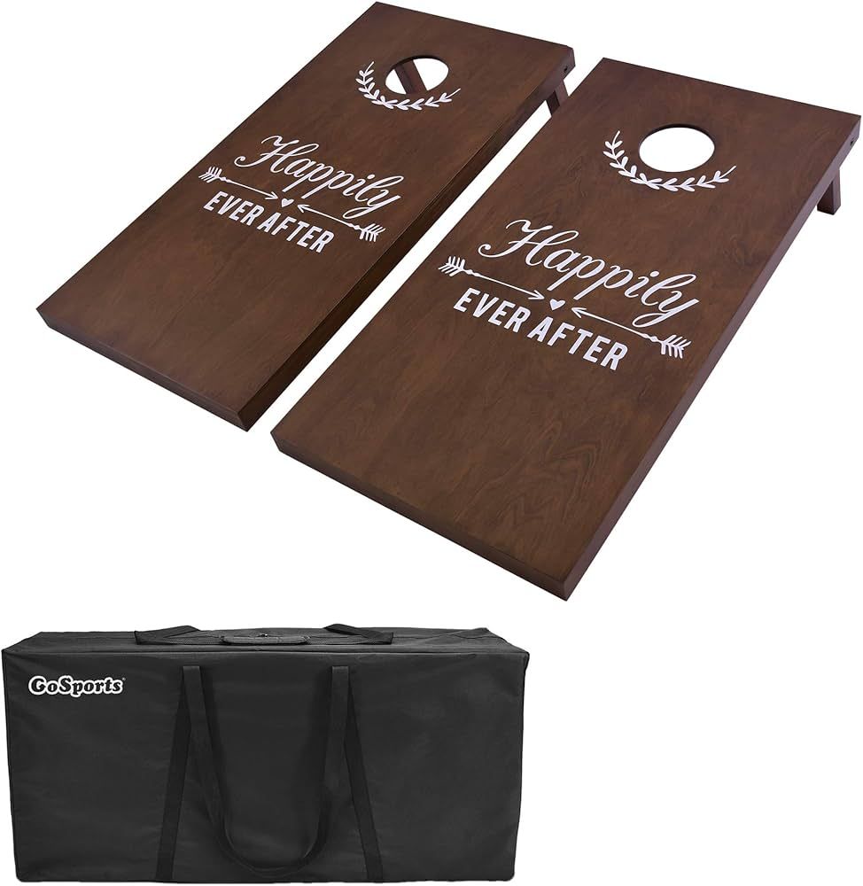 GoSports Wedding Cornhole Set | Regulation 4'x2' Size Solid Stained Wood with Carrying Case and B... | Amazon (US)