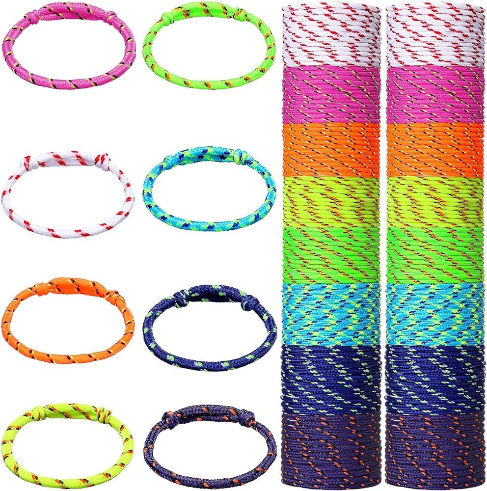 Friendship Bracelets Rope 168 Bracelets in 8 Assorted Colors Adjustable Bracelets for Kids Neon R... | Amazon (US)