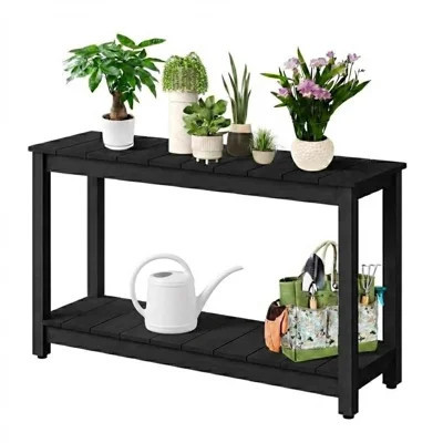 Outdoor Console Table for Patio - 48 Inch 2-Shelf Wood Patio Table with Weatherproof Finish, All-Weather Buffet & Storage Table for Porch, Entryway, G | Wayfair North America