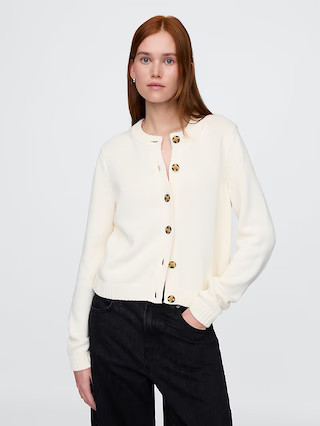 100% Cotton Crewneck Cardigan | Gap (US)