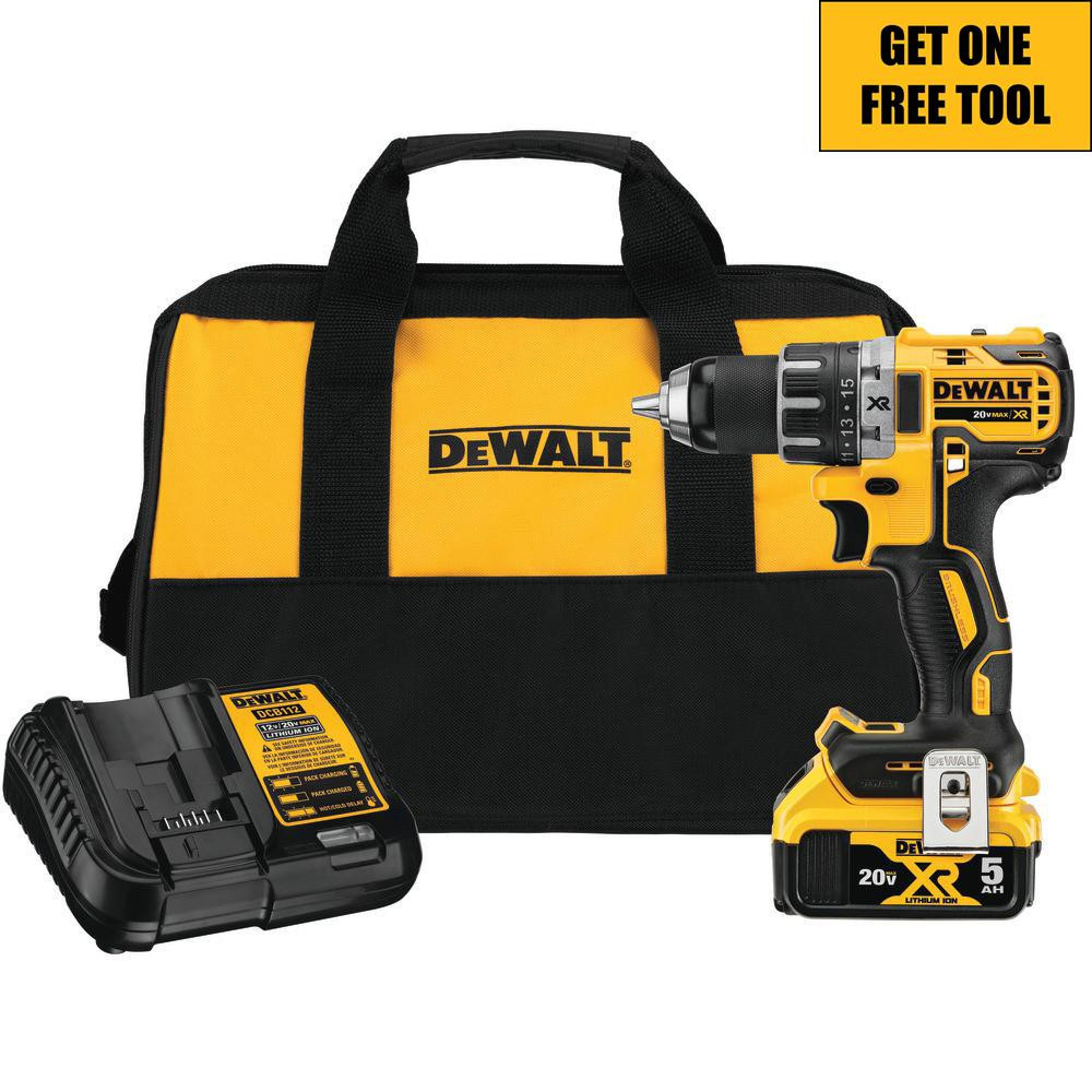 DEWALT 20-Volt MAX XR Cordless Brushless 1/2 in. Drill/Driver with (1) 20-Volt 5.0Ah Battery, Cha... | The Home Depot