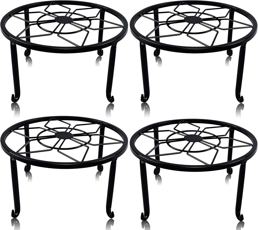 yosager 4 Pack Metal Plant Stands for Flower Pot, Heavy Duty Black Iron Potted Stand Holder, Indo... | Amazon (US)