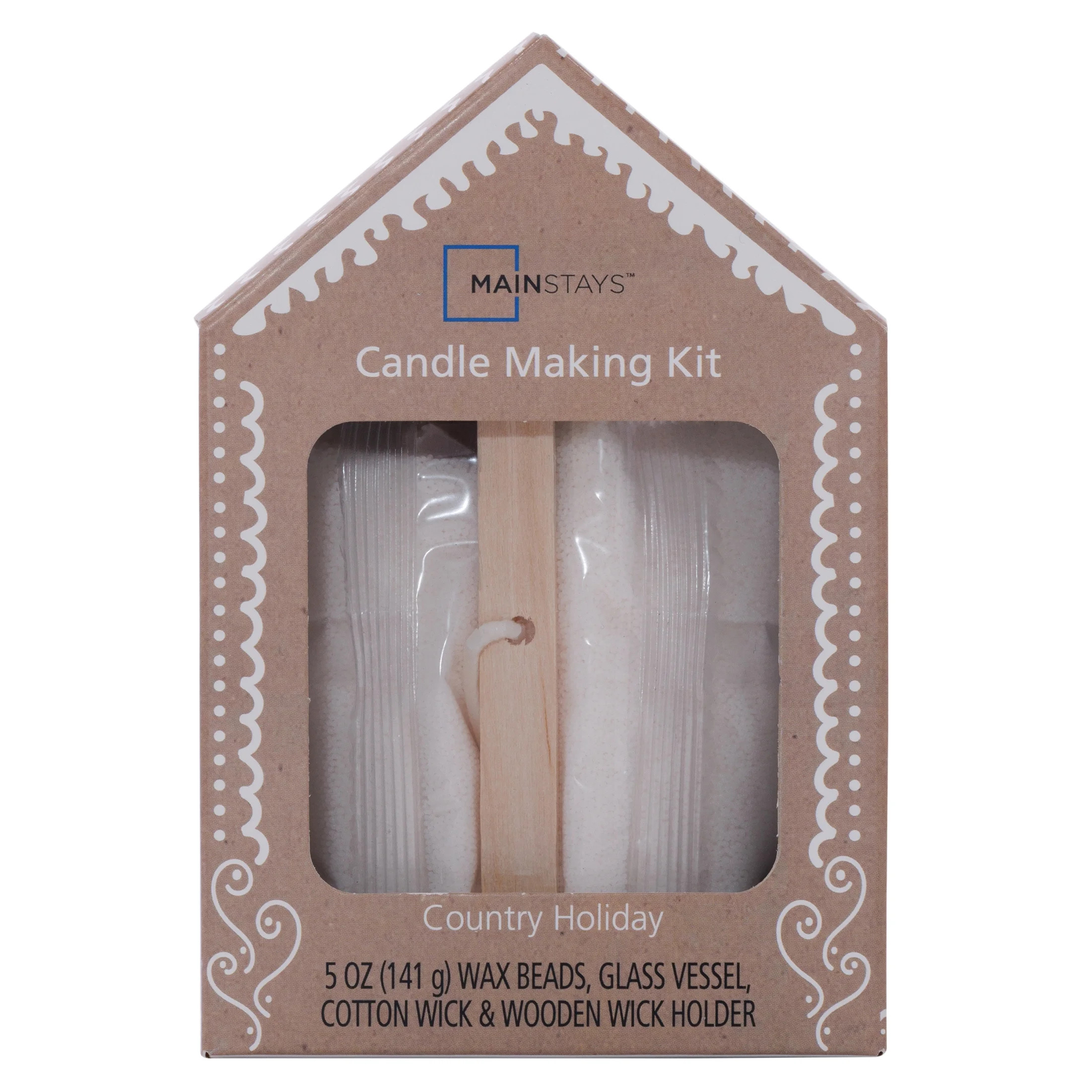 Mainstays 1-Wick Holiday Scene DIY Scented Jar Candle Kit, Wax Sands, Country Holiday, 5oz. | Walmart (US)