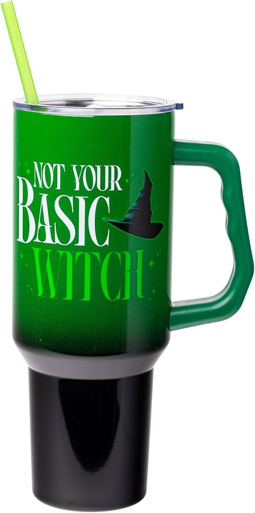 Silver Buffalo Wicked Elphaba Not Your Basic Witch Ombre Stainless Steel Tumbler with Handle and ... | Amazon (US)