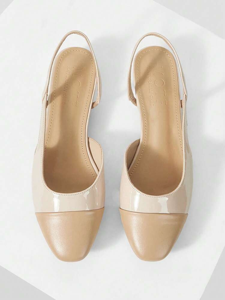 MOTF WOMEN SHOES NEW FRENCH RETRO NUDE SIDE SPACE SPLICING CLOSED TOE SQUARE HEEL FASHION TEMPERAMENT CELEBRITY SHOES COMFORTABLE AND NOT TIRED FEET VERSATILE AGE REDUCTION ELEGANT STYLE WOMEN'S SHOES | SHEIN