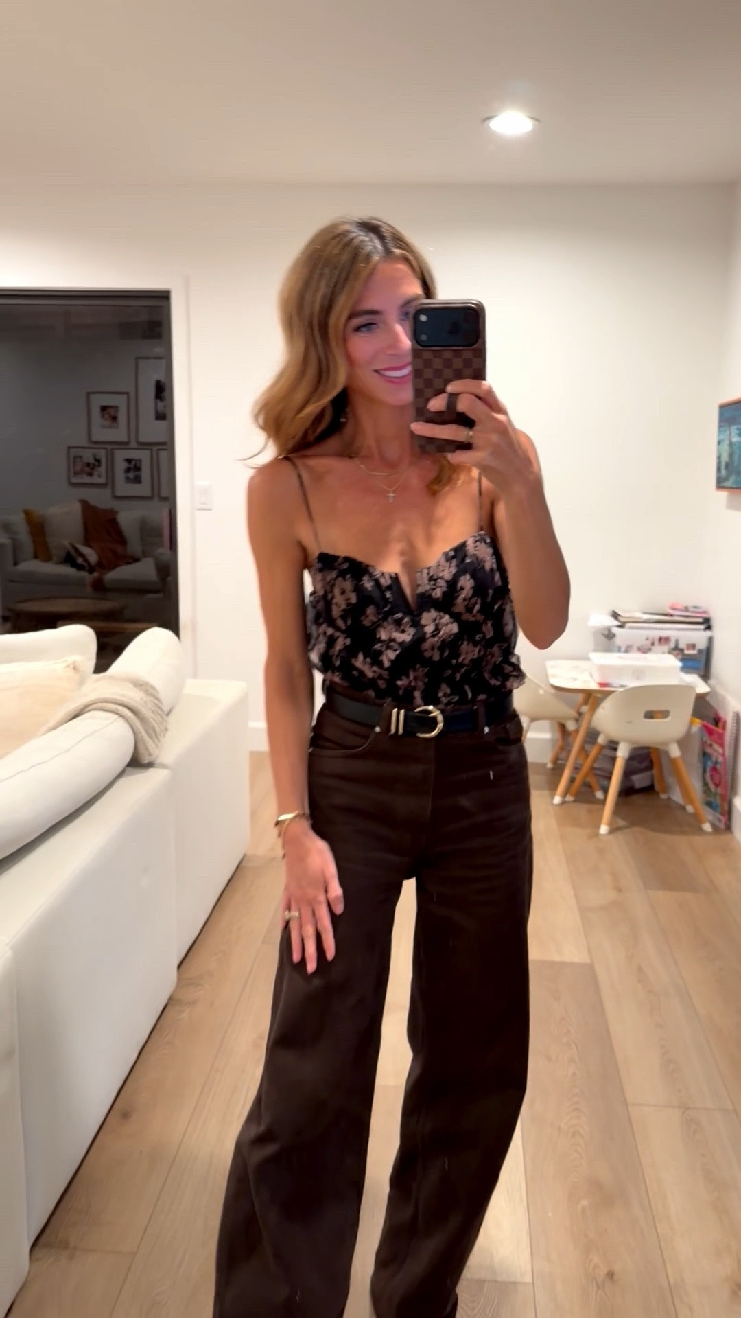 The night before Thanksgiving! 
Brown denim, brown pants, brown jeans, brown boots, black belt

#LTKootd #LTKOver40 #LTKHoliday