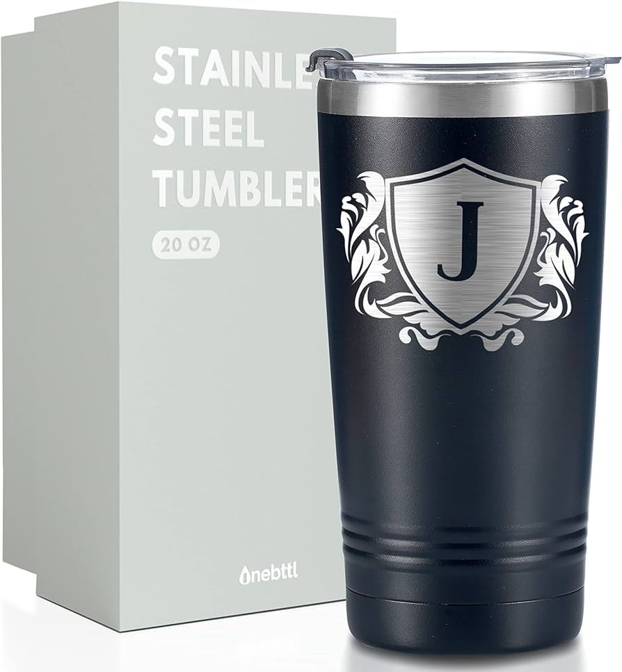 Personalized Coffee Mug with Initial J, Monogrammed Travel Tumbler for Him, Custom Cups, Unique B... | Amazon (US)
