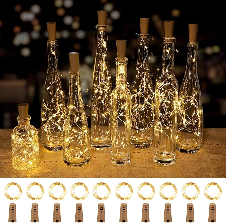 Brightown Wine Bottle Lights with Cork, 10 Pack 20 LED Waterproof Battery Operated Cork Lights, S... | Amazon (US)