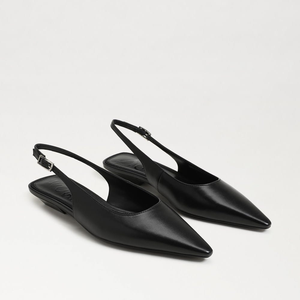 Netty Slingback Flat Black Leather | Sam Edelman