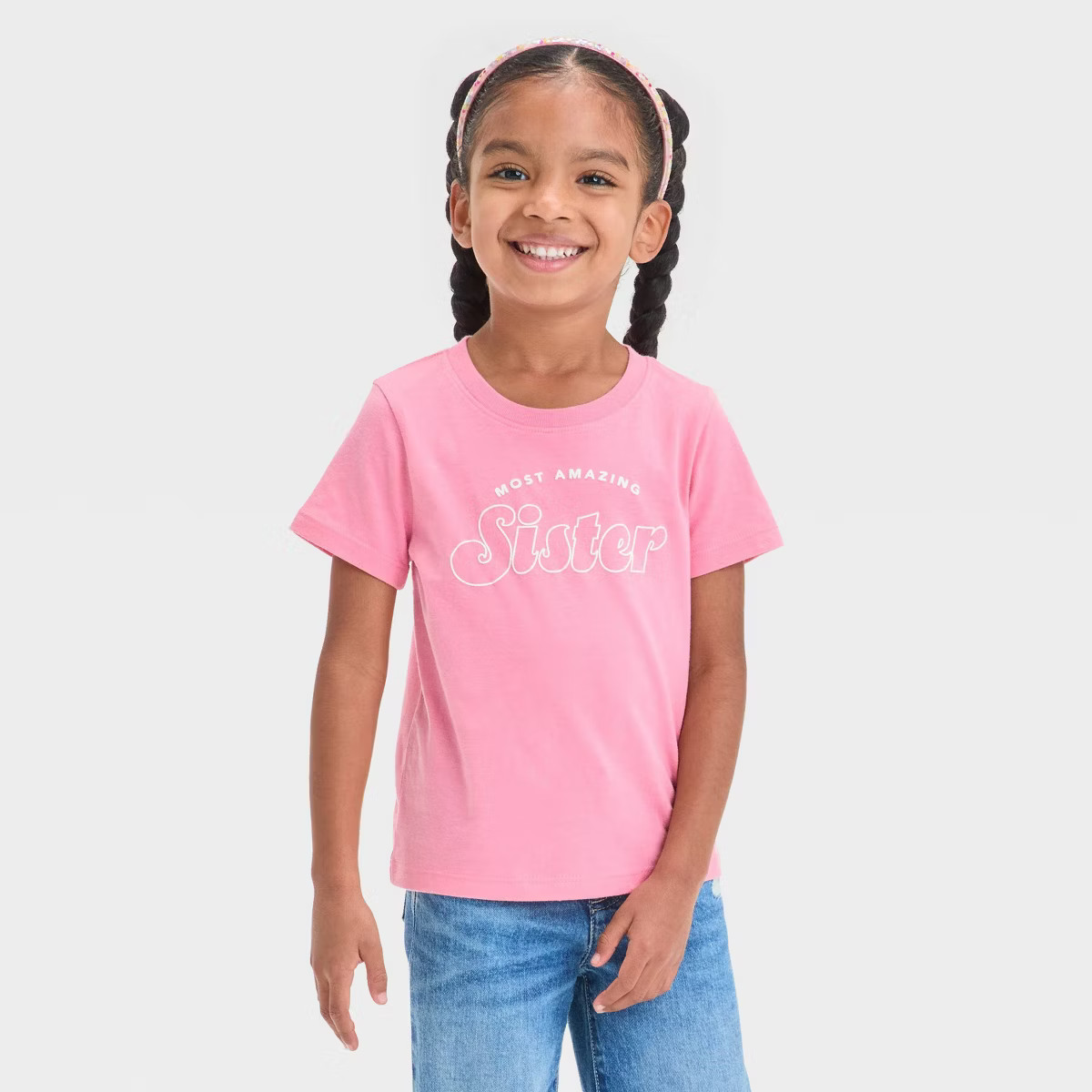 Toddler Girls' Most Amazing Sister Graphic T-Shirt - Cat & Jack™ Medium Pink | Target