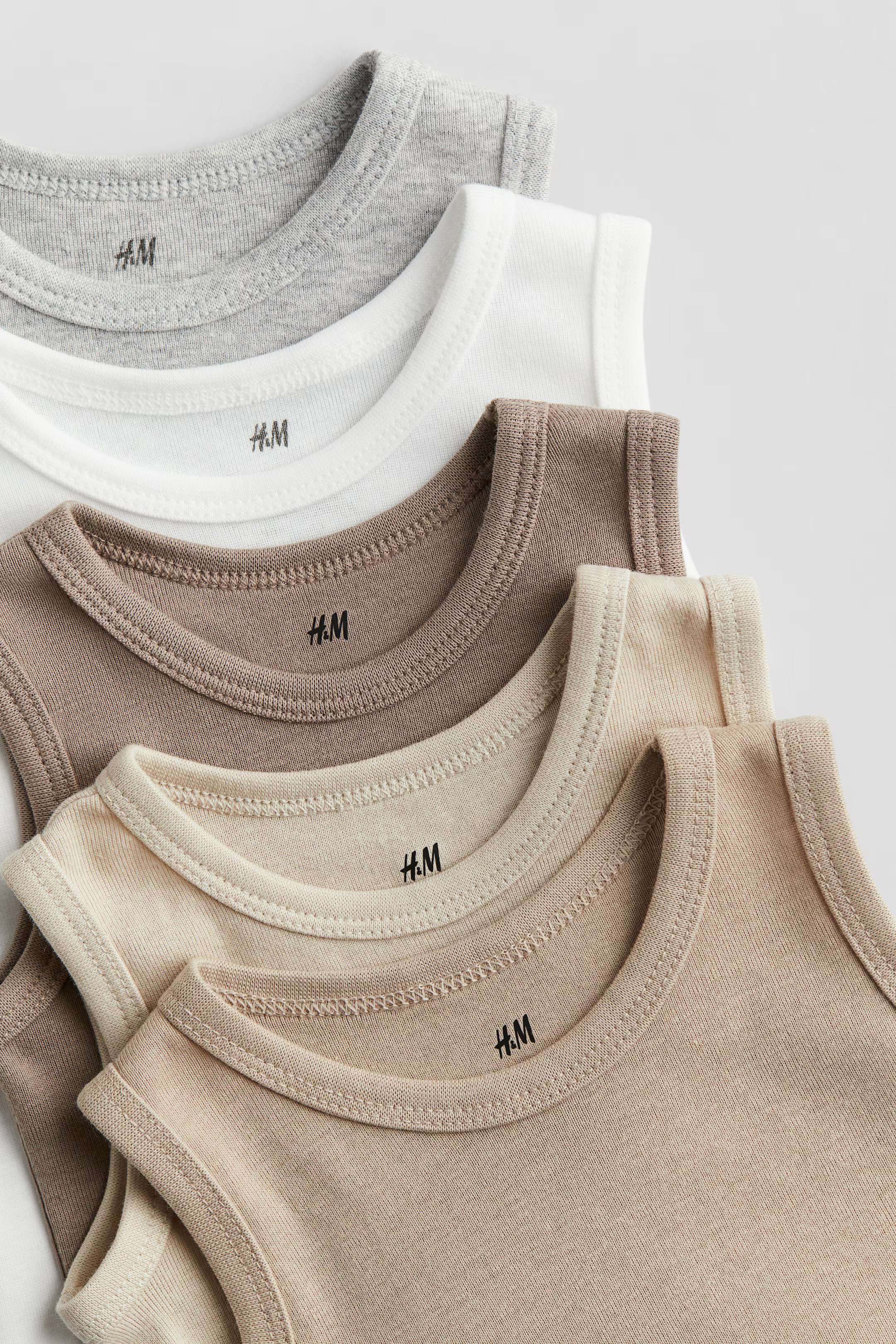 5-pack Cotton Bodysuits - Light beige/light gray melange - Kids | H&M US | H&M (US + CA)