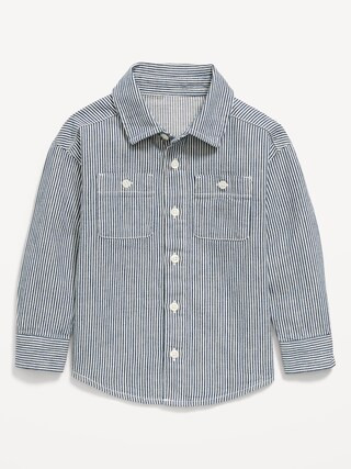Oversized Long-Sleeve Striped Utility Shirt for Toddler Boys | Old Navy (CA)