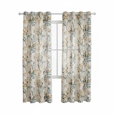 LISM Modern Semi-Sheer Curtains Set of 2 - Light Filtering Blue & Yellow Linen Look Panels, 52x84 inch, Polyester Blend | Target