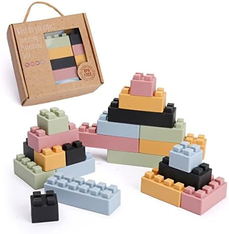 Children's Building Blocks Safe and Chewable Soft Silicone Building Blocks Montessori Sensory Toy... | Amazon (US)