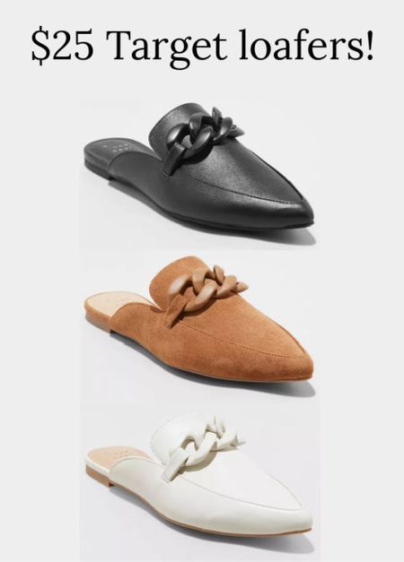 $25 mule loafers! 
.
Workwear target finds black brown suede white loafers mules 

#LTKunder50 #LTKFind #LTKshoecrush