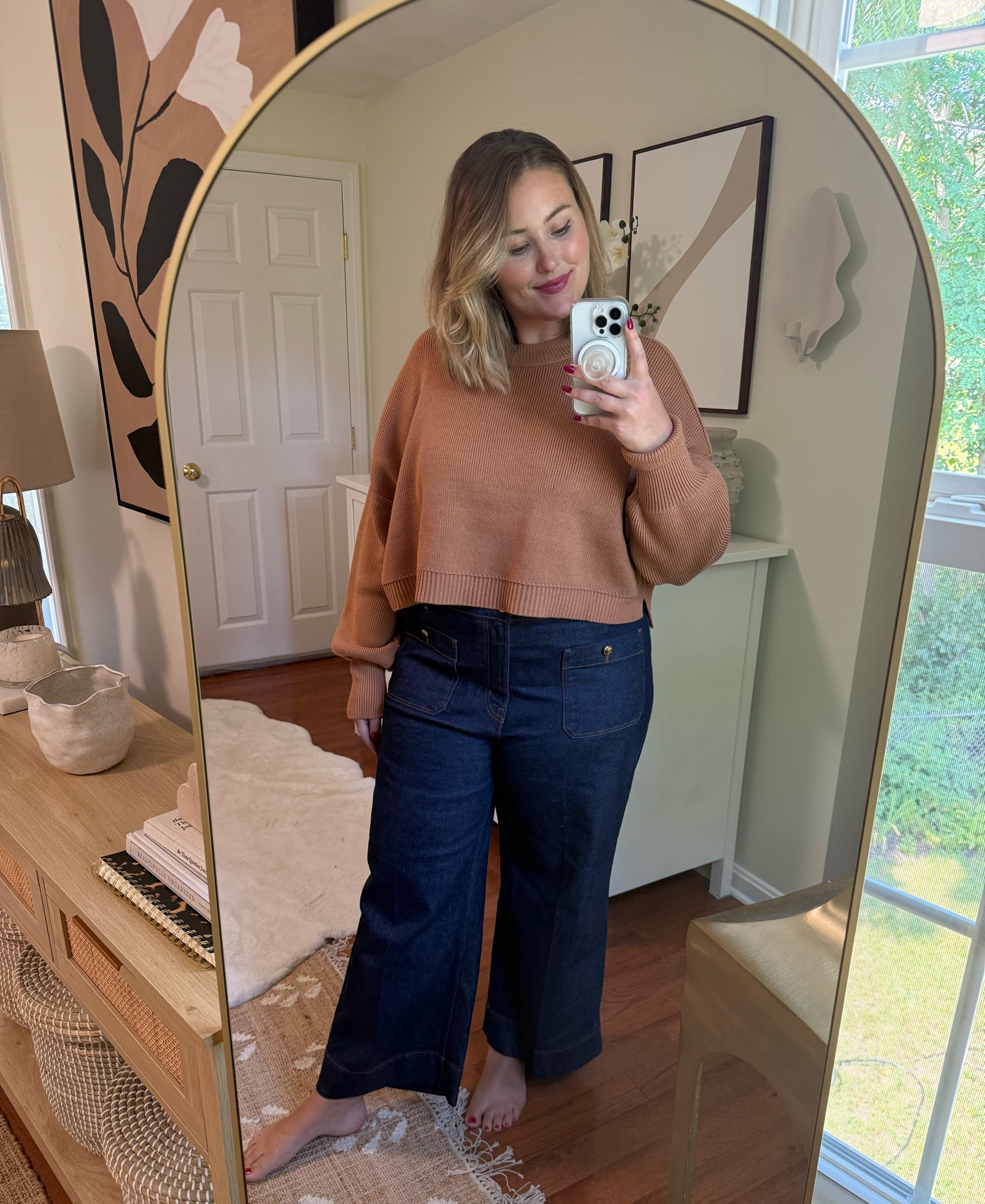 Obsessed with these jeans 

Wearing a 20 in jeans and I’m usually an 18…also wearing an XL in this free people cropped sweater 

#LTKFindsUnder50 #LTKStyleTip #LTKSeasonal