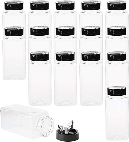 Tosnail 16 Pack 17 Fluid Oz Clear Plastic Spice Jars Spice Containers Spice Bottles Seasoning Org... | Amazon (US)