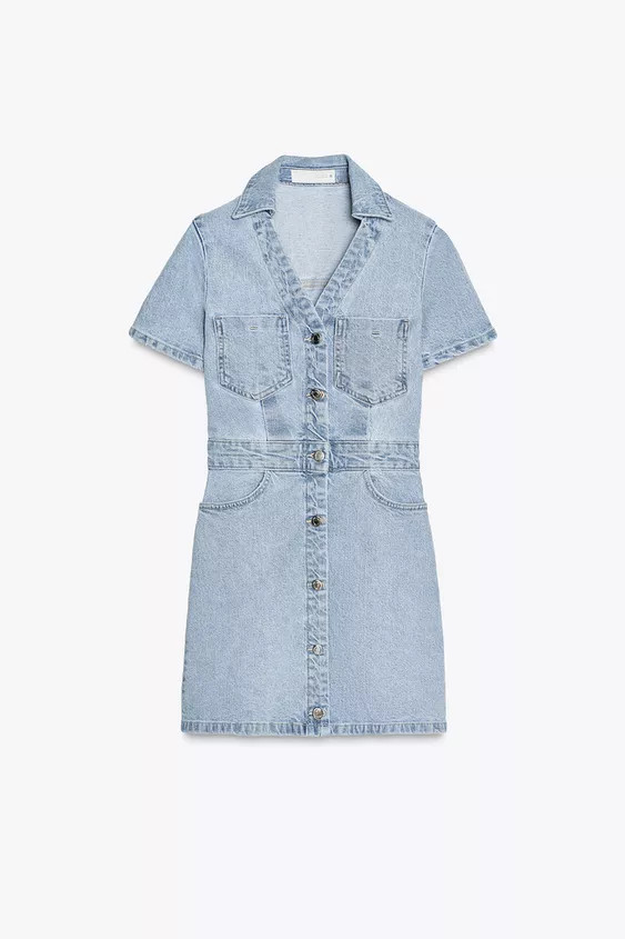 Z1975 MINI DENIM SHORT SLEEVE DRESS | Zara US