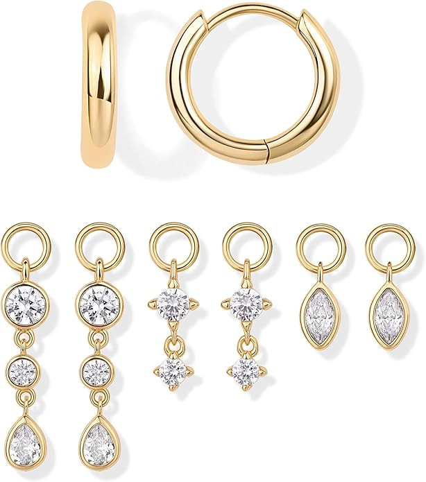 PAVOI 14K Gold Plated Huggie Earring Charms for Women - Mix and Match Huggie Hoop Earrings with C... | Amazon (US)