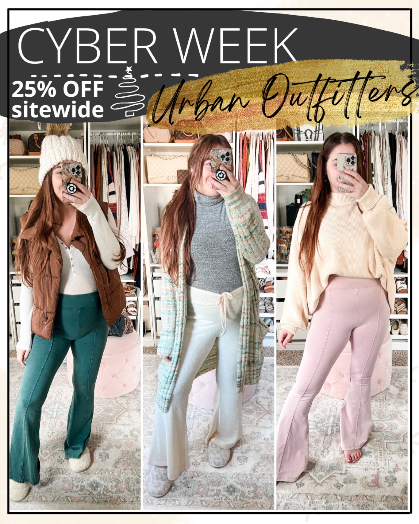 Urban outfitters flare pants and puffer vest. SITEWIDE sale is 25% off

#LTKsalealert

#LTKSeasonal #LTKunder50 #LTKCyberweek