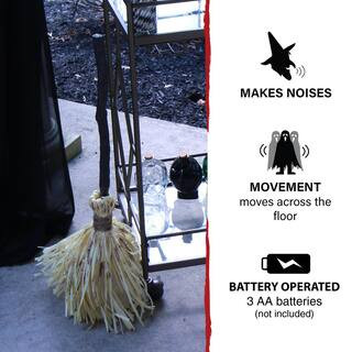 Haunted Hill Farm 26 in. Animated Witch's Broomstick with Sound and Movement, Battery Operated HH... | The Home Depot