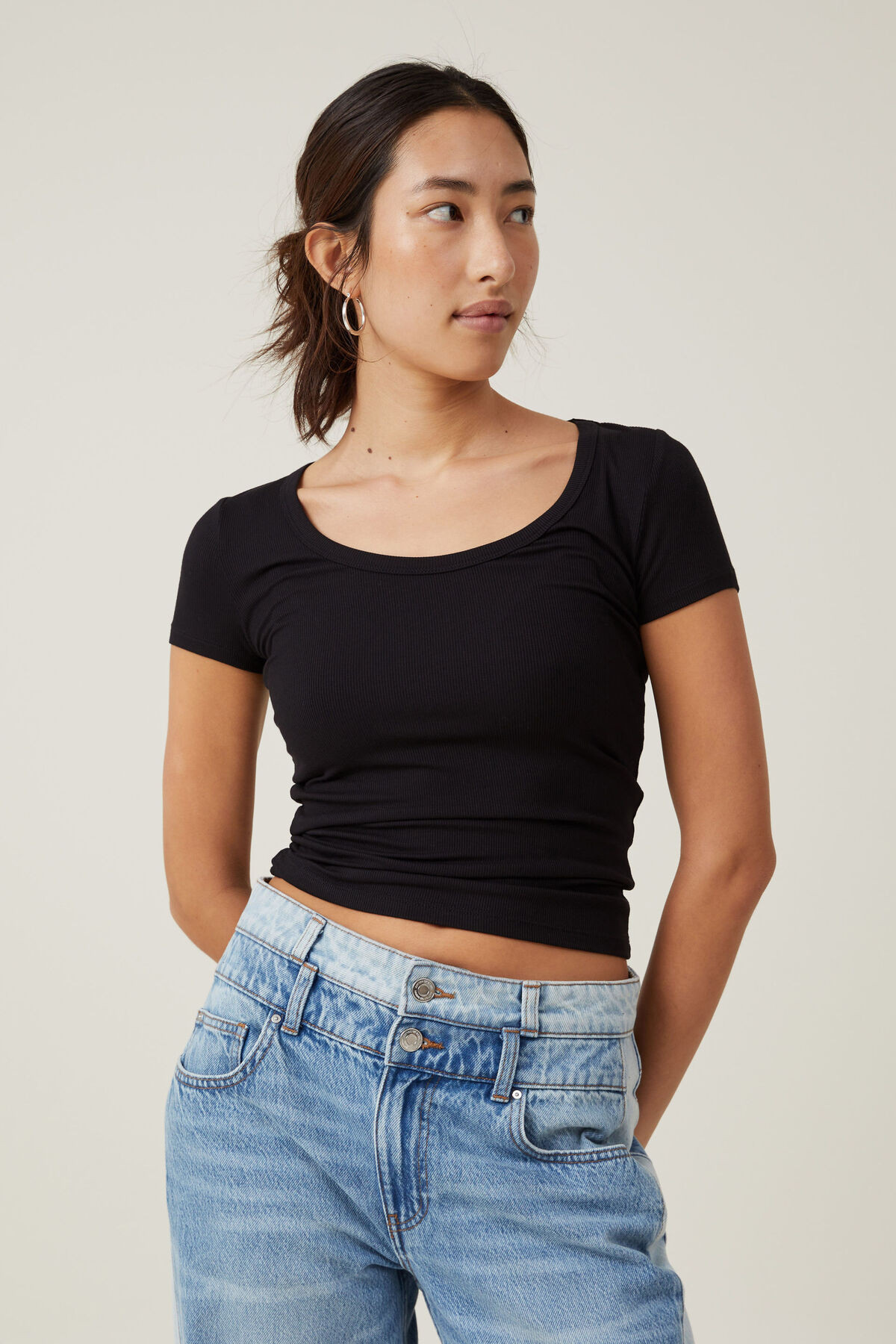 Staple Rib Scoop Neck Short Sleeve Top | Cotton On (ANZ)