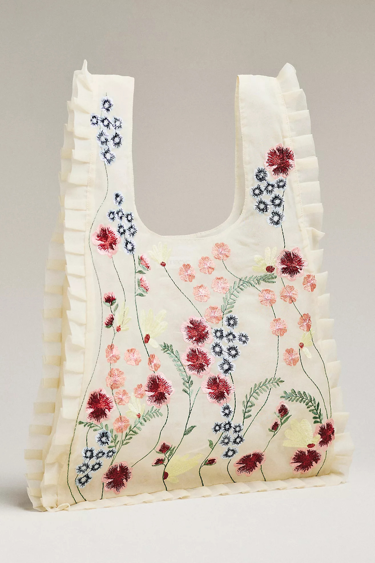 Mesh Floral Ruffle Tote Bag | Anthropologie (US)