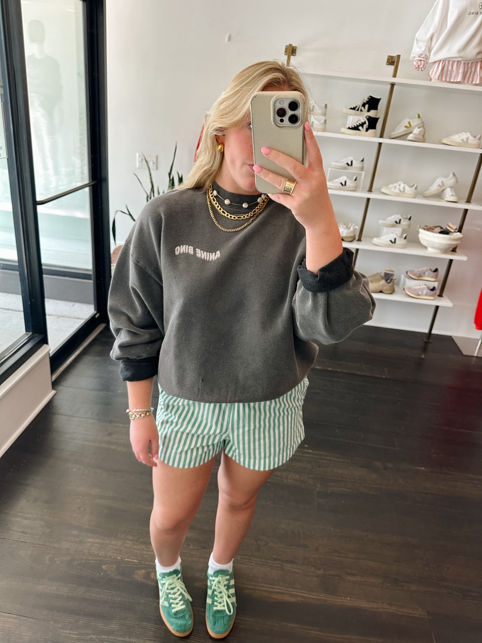 Pairing sweatshirts and fun bottoms is my fav  go to! 

Anine Bing | boxer shorts | sweatshirt | hat | outfit inspo | adidas | elevated casual | transition outfit | fall outfit | fall | wedding guest dress | teacher outfits | home decor 
