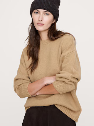 Oversized Merino-Cotton Crew-Neck Sweater | Banana Republic (US)