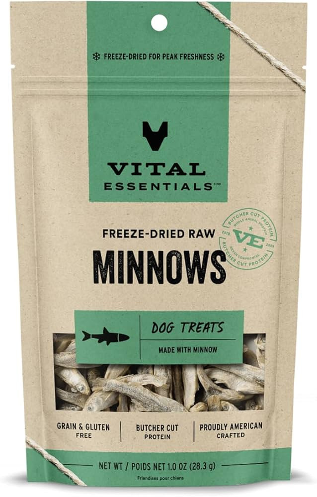 Vital Essentials Freeze Dried Raw Single Ingredient Dog Treats, Minnows, 1 oz | Amazon (US)