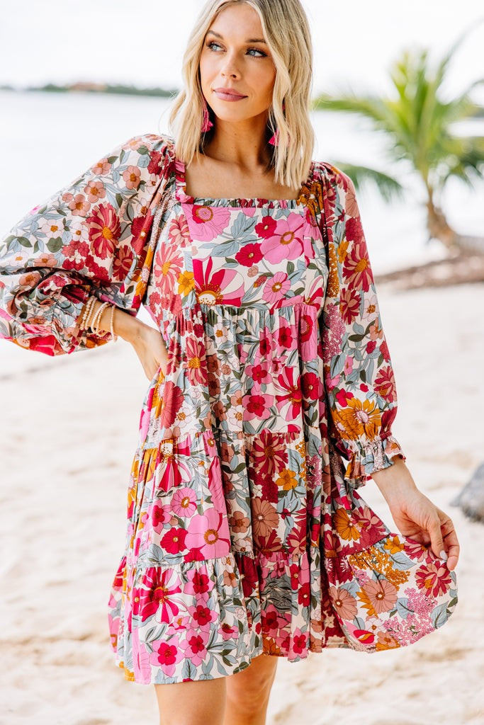 Let's Be Clear Pink Floral Babydoll Dress | The Mint Julep Boutique