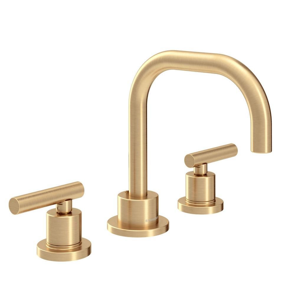 Modern 8 in. Widespread 2-Handle Bathroom Faucet with Drain Assembly in Brushed Gold | The Home Depot