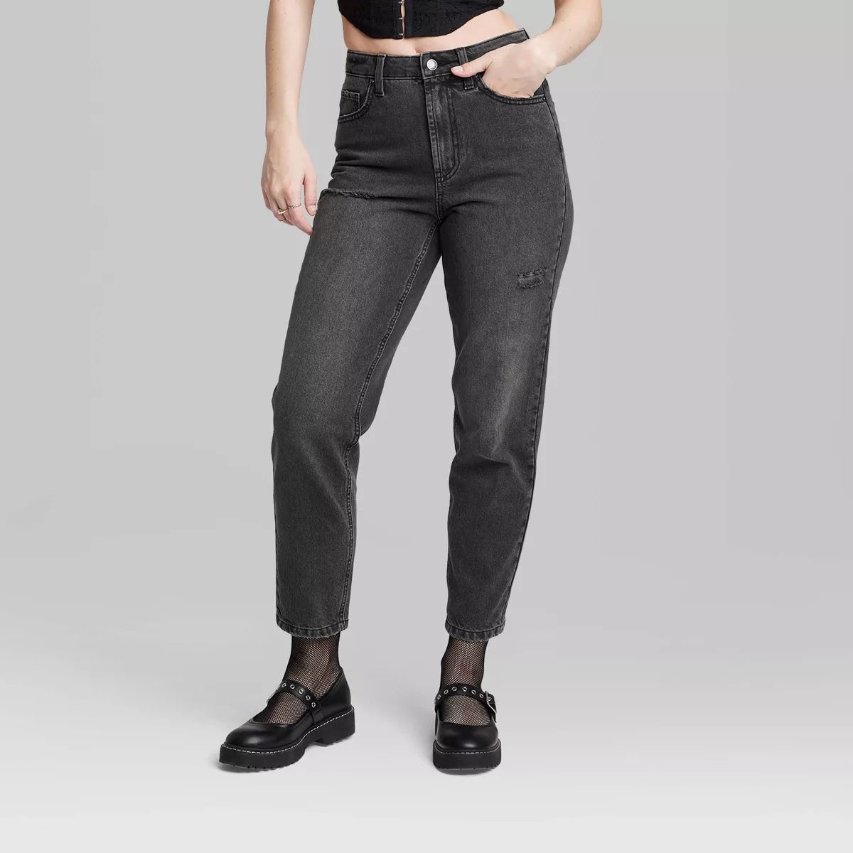 Women's Super-High Rise Tapered Jeans - Wild Fable™ Black Wash 10 | Target
