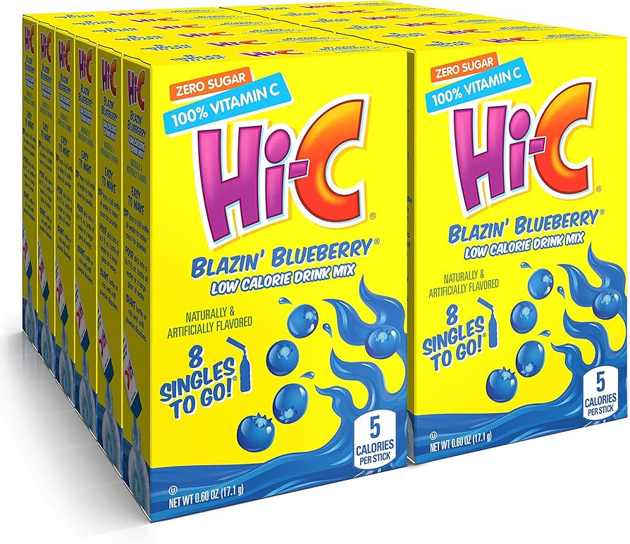 Hi-C Singles to Go Blazin' Blueberry, Zero Sugar Powdered Drink Mix, Excellent Source of Vitamin ... | Amazon (US)