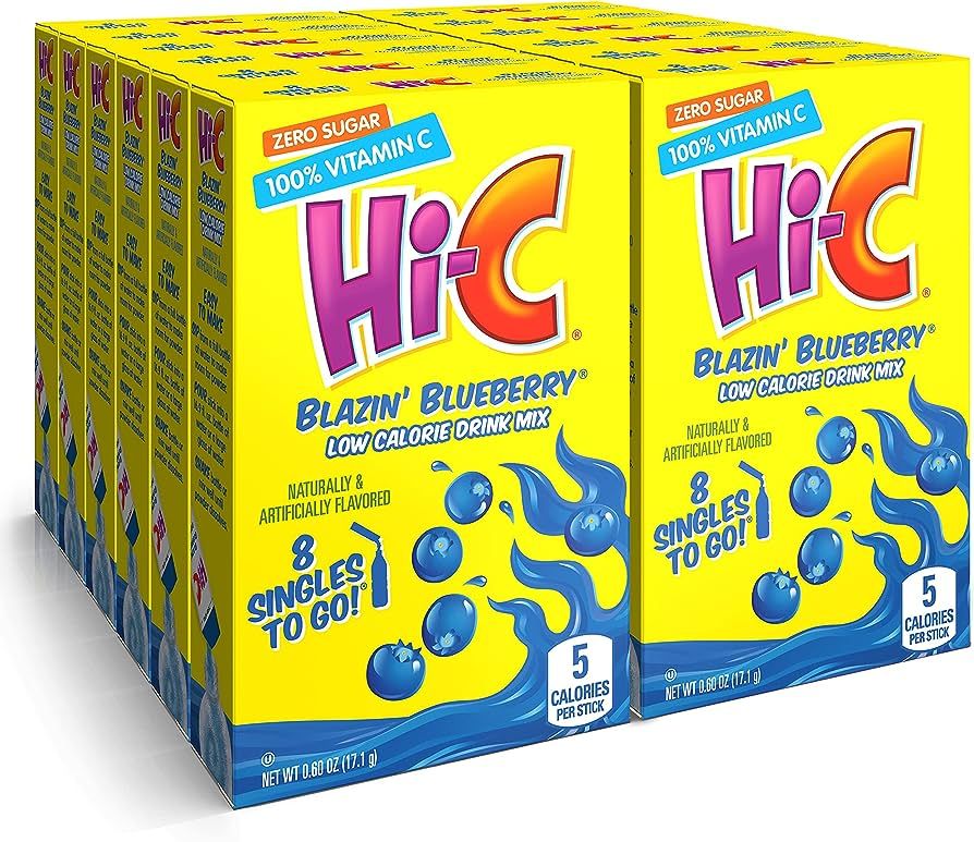 Hi-C Singles to Go Blazin' Blueberry, Zero Sugar Powdered Drink Mix, Excellent Source of Vitamin ... | Amazon (US)