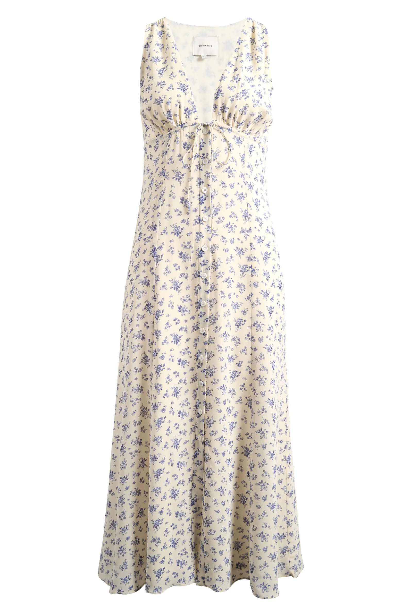 Reformation Ceara Plunge Neck Midi Dress | Nordstrom | Nordstrom