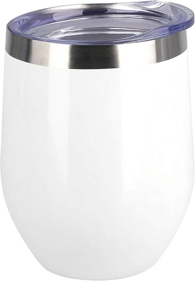 SUNWILL Insulated Wine Tumbler with Lid White, Double Wall Stainless Steel Stemless Insulated Win... | Amazon (US)