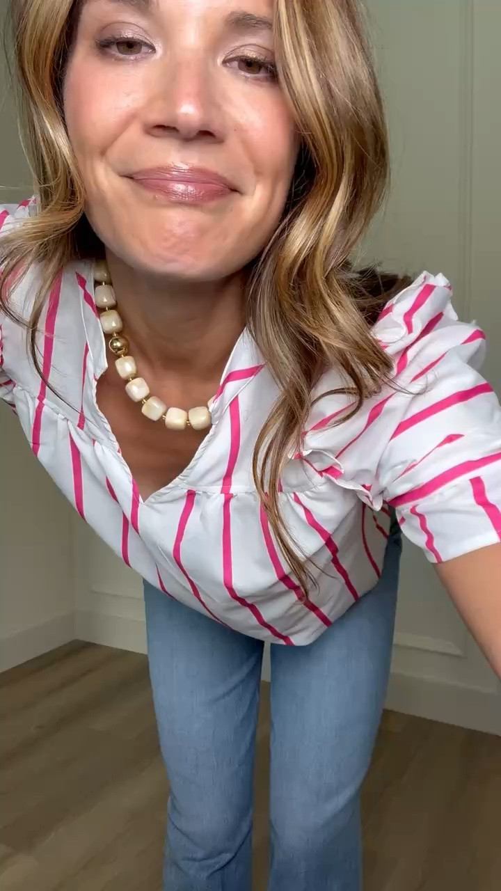 This one feels like such a fresh everyday outfit moment. The bold stripe top adds just the right pop while still staying classic and easy to wear, and paired with relaxed denim and sandals it’s the kind of look you can throw on and instantly feel put together. Perfect for casual days, errands, or a simple lunch out when you still want to look styled without trying too hard.

striped summer top, pink stripe outfit, relaxed denim jeans, wide leg jeans outfit, casual everyday style, effortless summer outfit, mom style fashion, elevated basics, spring summer outfit ideas, easy casual chic, weekend outfit inspo, StangandCo

#LTKootd #LTKTall #LTKSeasonal